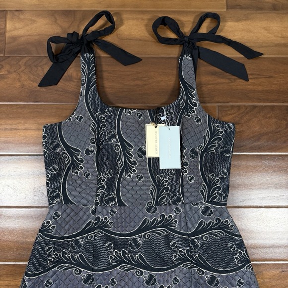 Antonio‎ Melani x Jennifer Sumko Size 12 Black Scroll Schwan Quilted Midi Dress - Picture 2 of 11